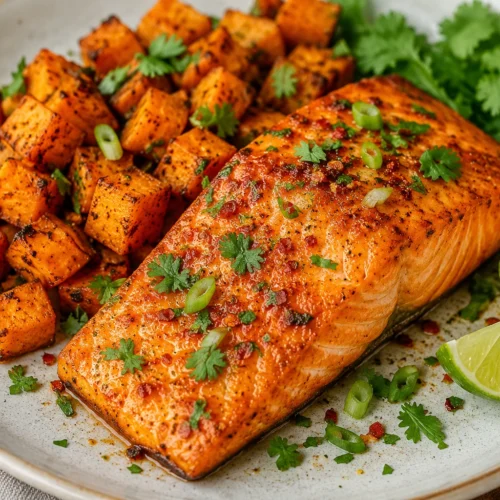 Red Curry–Roasted Salmon and Sweet Potatoes