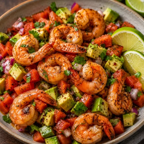 Seared Shrimp with Tomato, Lime, and Avocado